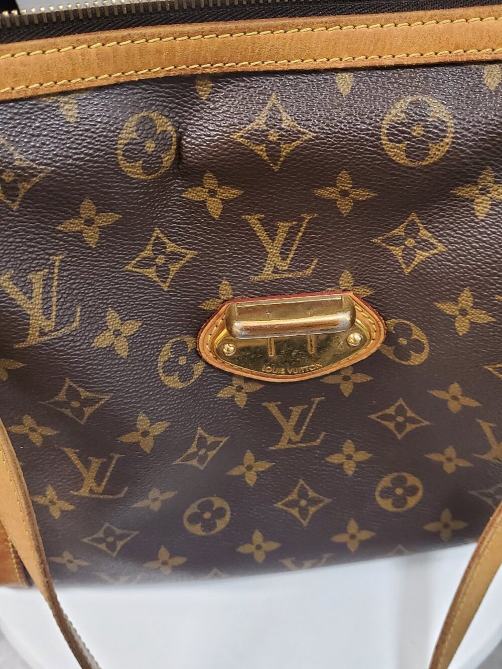 12. Louis Vuitton Monogram Shoulder Bag with Tan Shoulder Strap - Picture 15 of 16
